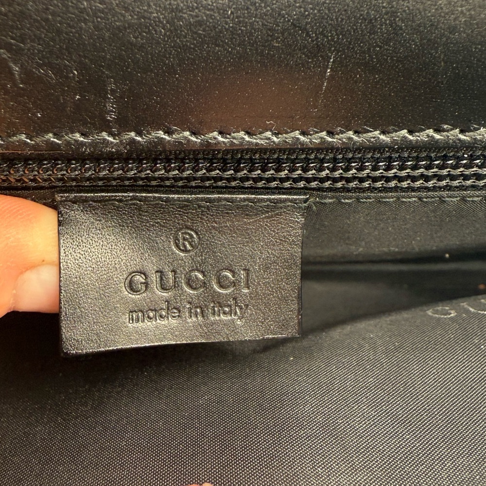Vintage Gucci black leather and canvas nylon clutch wristlet EUC 🔥🔥 - Picture 10 of 17